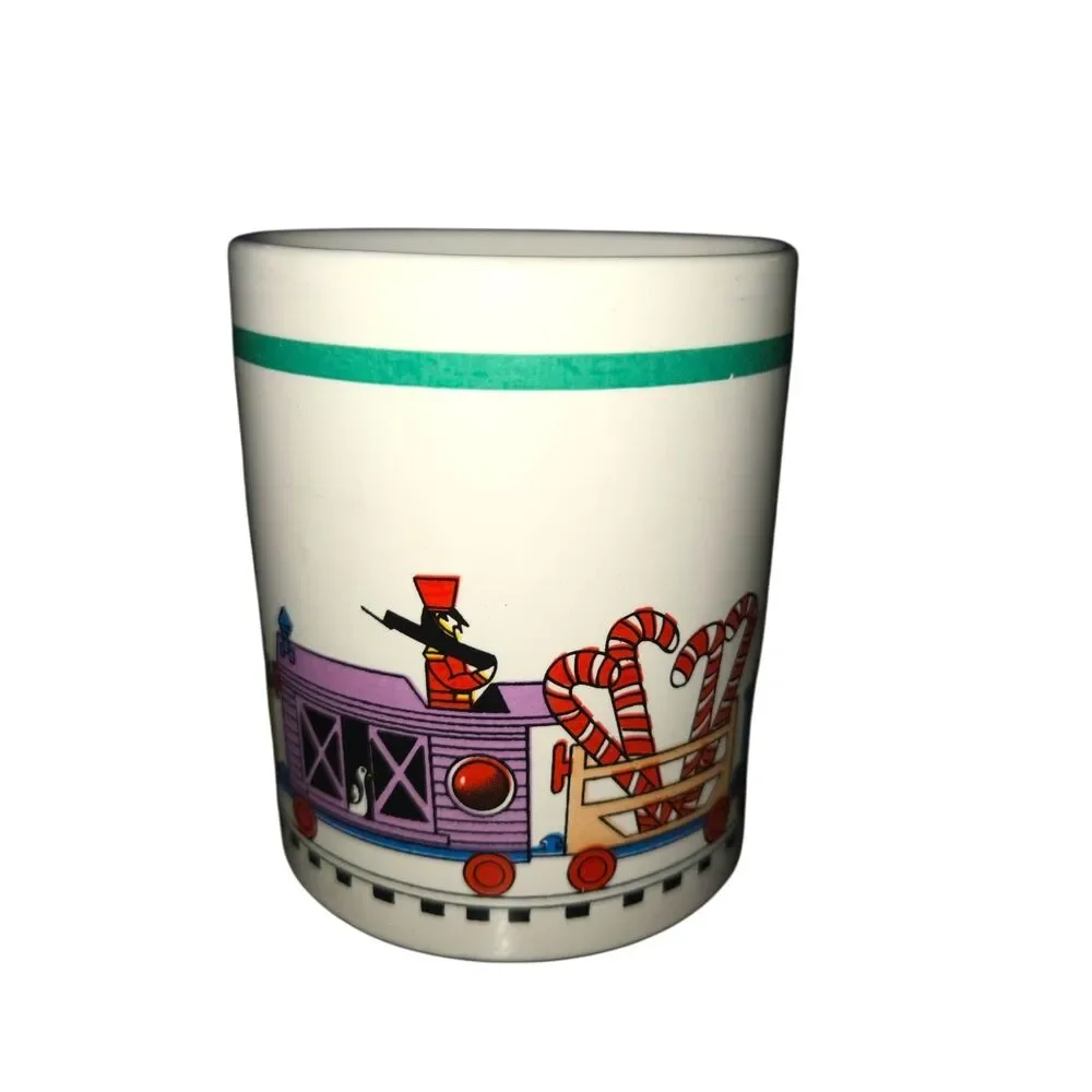 Vintage Unbranded Ceramic Christmas‎ Train With Candy Cane Handle Coffee Cup Mug